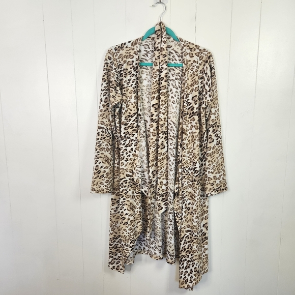 Luna Sea Trading Kimono Sleeve Robe Animal Leopard Print Beach Cover-up S/M - Picture 1 of 6